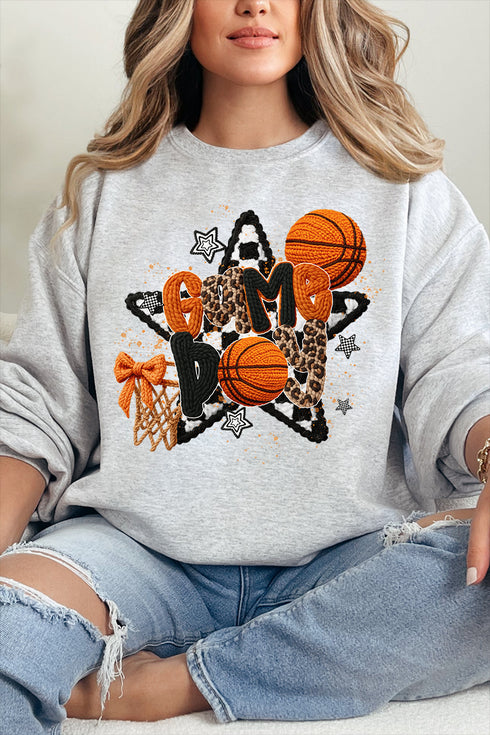 Faux Yarn Basketball Game Day Heavy Blend Crew Sweatshirt