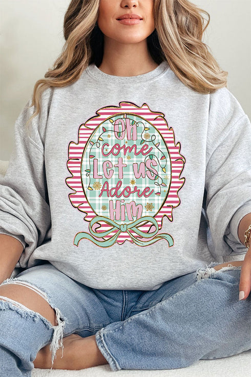 Framed Oh Come Let Us Heavy Blend Crew Sweatshirt