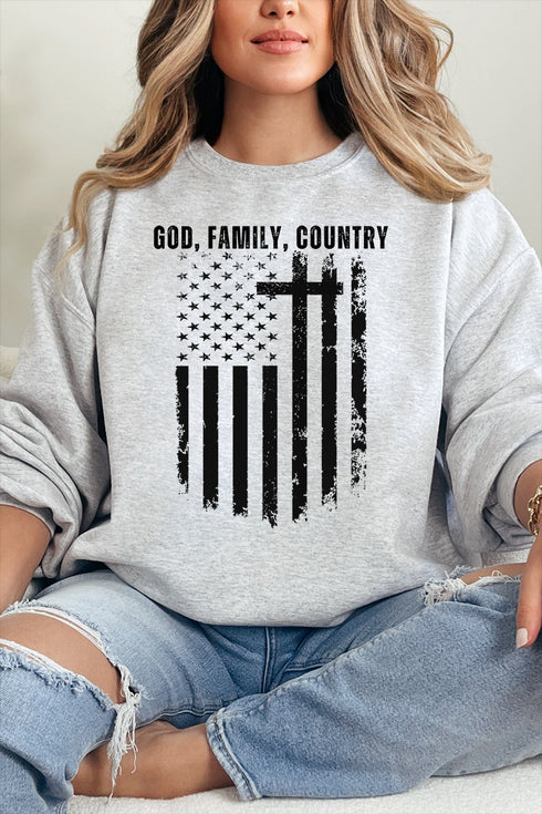 God, Family, Country Heavy-weight Crew Sweatshirt