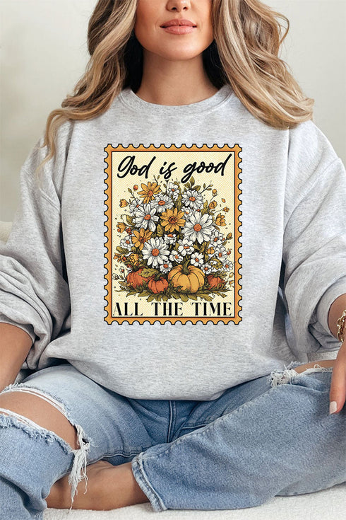 God Is Good Stamp Heavy Blend Crew Sweatshirt