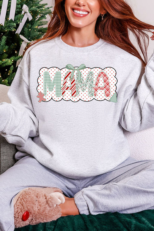 Green And Gingham Christmas Custom Name Heavy Blend Crew Sweatshirt *Personalize Your Name
