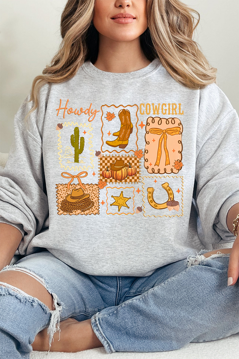 Howdy Fall, Cowgirl Heavy-weight Crew Sweatshirt