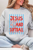 Jesus And Softball Heavy Blend Crew Sweatshirt