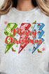 Merry Christmas Lightning Bolts Heavy-weight Crew Sweatshirt