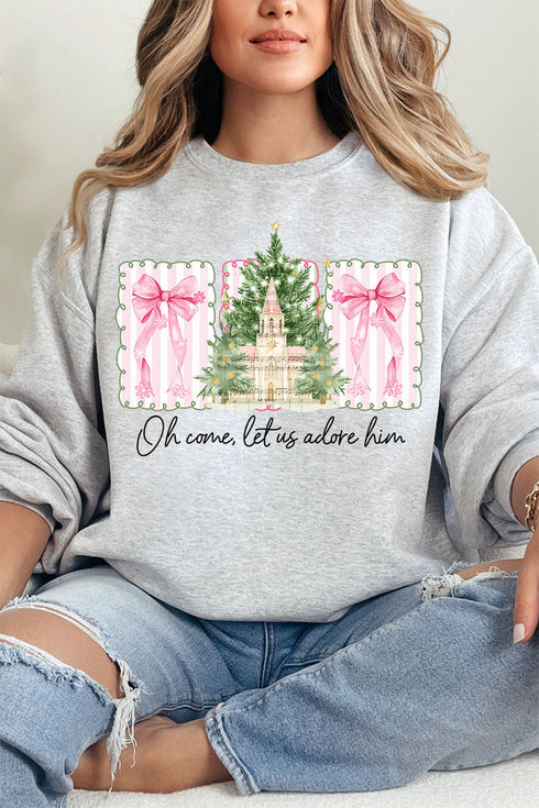Notes Oh Come Let Us Adore Him Heavy Blend Crew Sweatshirt