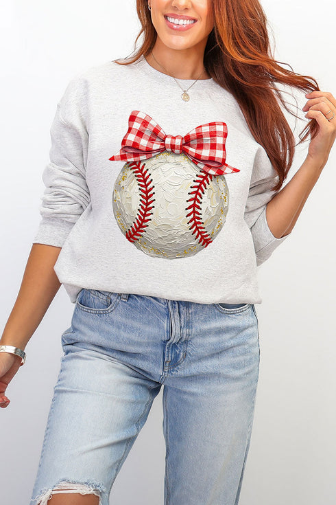 Painted Baseball Bow Heavy Blend Crew Sweatshirt