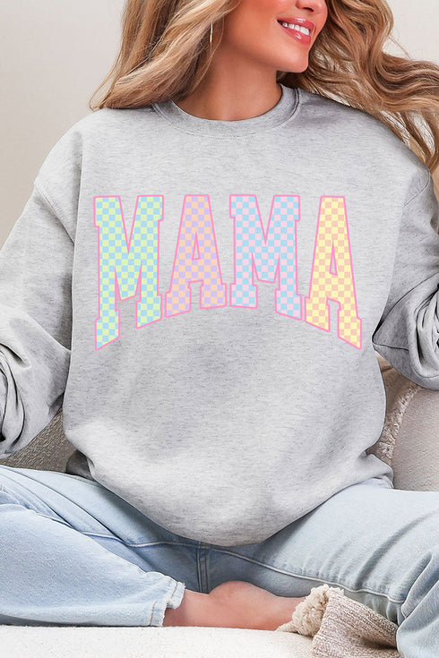Pastel Checkered Mama Heavy Blend Crew Sweatshirt