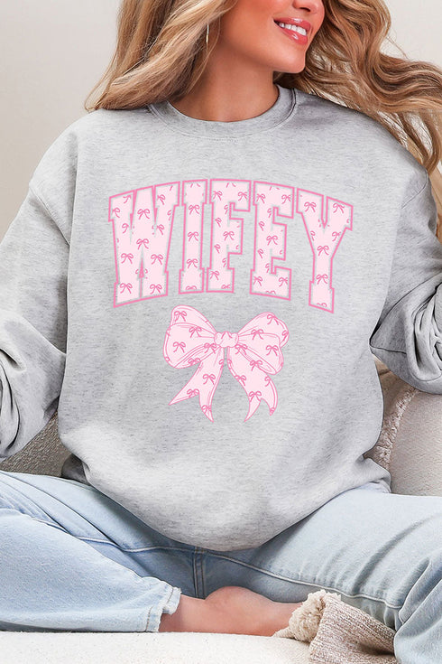 Pink Wifey Coquette Heavy Blend Crew Sweatshirt