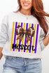 Personalized Purple & Yellow Gold Varsity Bow Heavy Blend Crew Sweatshirt *Enter Mascot Name