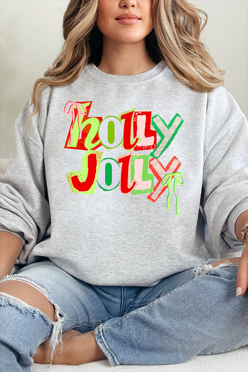 Retro Holly Jolly Ecosmart Crewneck Sweatshirt