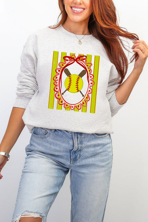 Softball Stripes Heavy Blend Crew Sweatshirt
