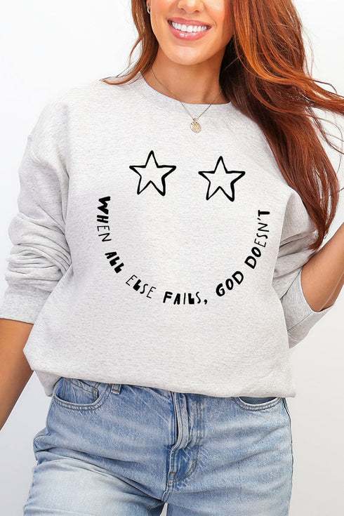 Star Eyes God Never Fails Heavy Blend Crew Sweatshirt