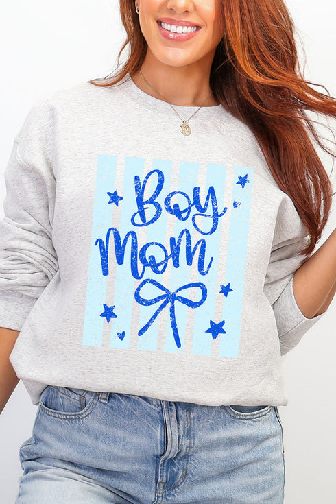 Striped Stars Boy Mom Heavy Blend Crew Sweatshirt