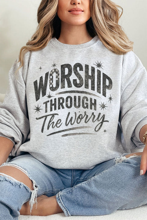 Black Worship Through The Worry Heavy Blend Crew Sweatshirt