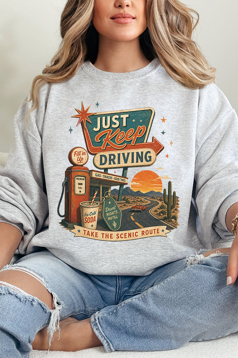 Just Keep Driving Heavy Blend Crew Sweatshirt
