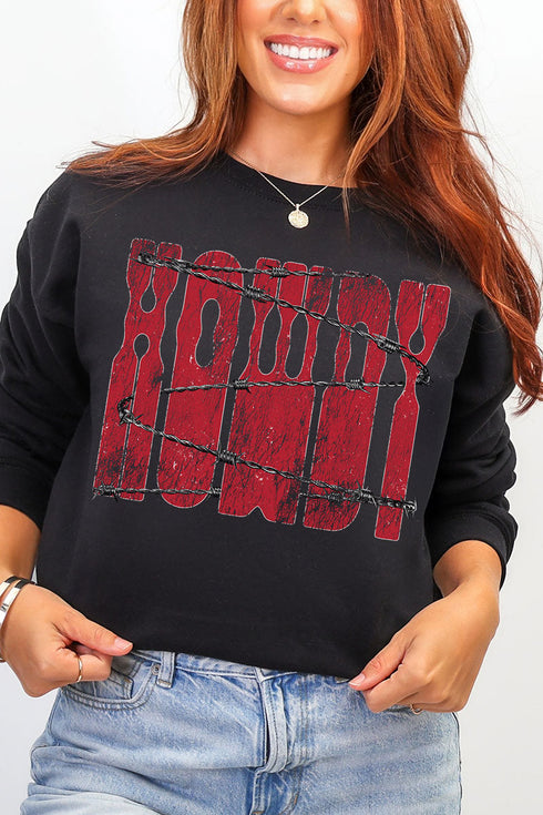 Barbed Wire Howdy Heavy Blend Crew Sweatshirt