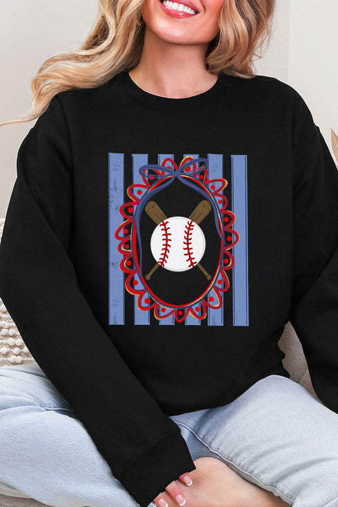 Baseball Stripes Heavy Blend Crew Sweatshirt
