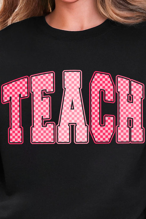 Checkered Teach Heavy Blend Crew Sweatshirt