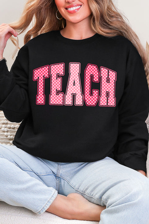 Checkered Teach Heavy Blend Crew Sweatshirt
