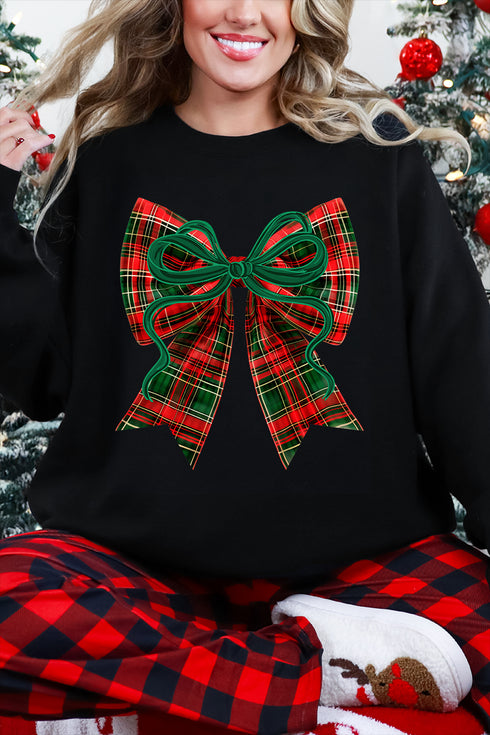 Christmas Plaid Coquette Heavy Blend Crew Sweatshirt