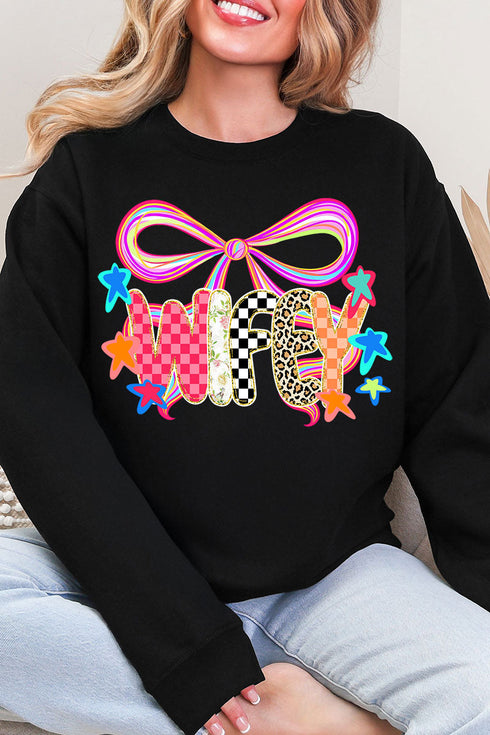 Colorful Preppy Wifey Heavy Blend Crew Sweatshirt