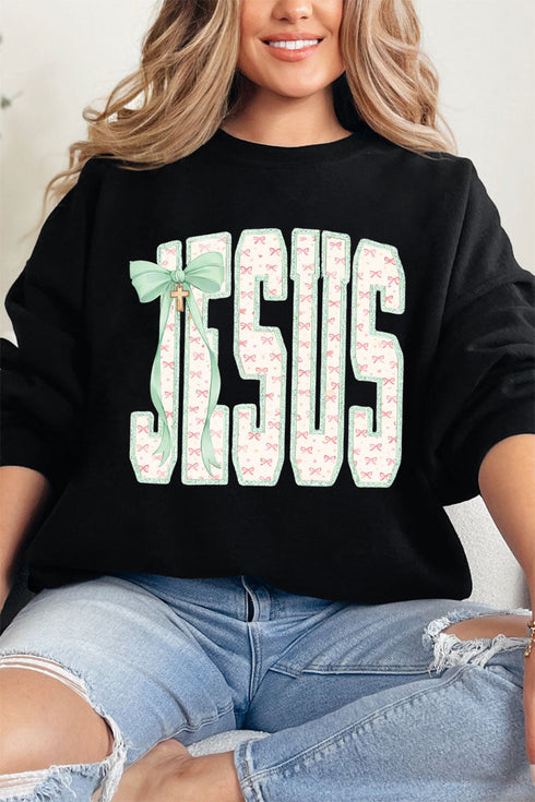 Coquette Cross Jesus Heavy Blend Crew Sweatshirt