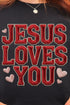 Faux Embroidery Jesus Loves You Heavy Blend Crew Sweatshirt