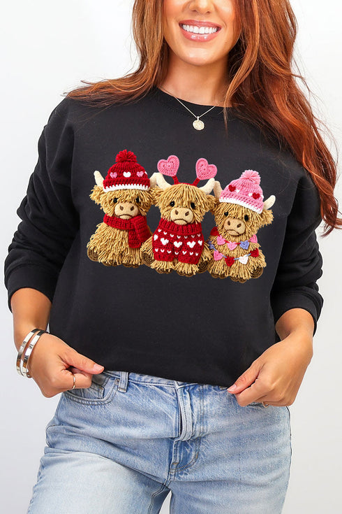 Faux Yarn Highland Hearts Heavy Blend Crew Sweatshirt