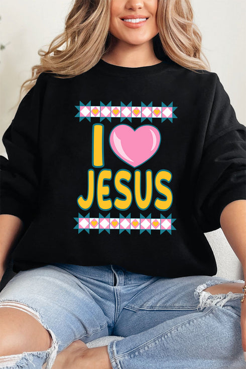 Folk Faith: I Love Jesus Heavy Blend Crew Sweatshirt