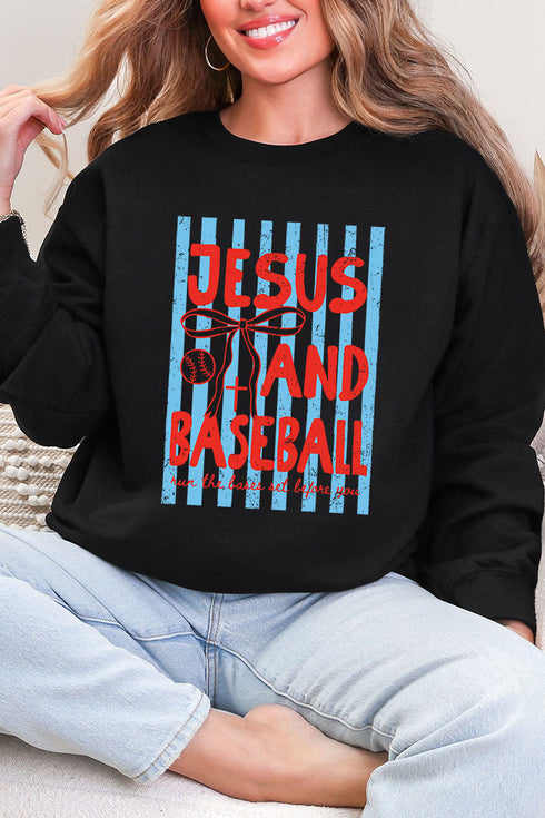 Jesus And Baseball Heavy Blend Crew Sweatshirt