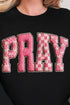Pink Faux Yarn Coquette Pray Heavy Blend Crew Sweatshirt