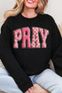Pink Faux Yarn Coquette Pray Heavy Blend Crew Sweatshirt
