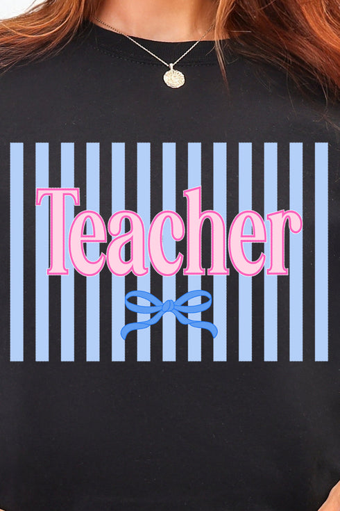 Teacher Striped Heavy Blend Crew Sweatshirt