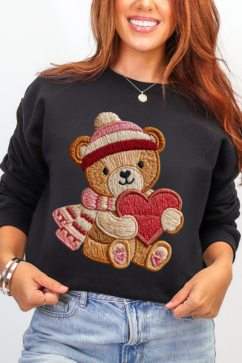 Teddy's Threaded Heart Heavy Blend Crew Sweatshirt