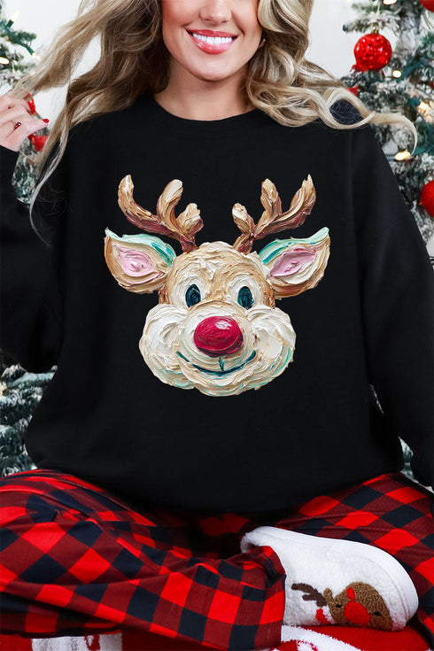 The Colorful Painted Reindeer Heavy Blend Crew Sweatshirt