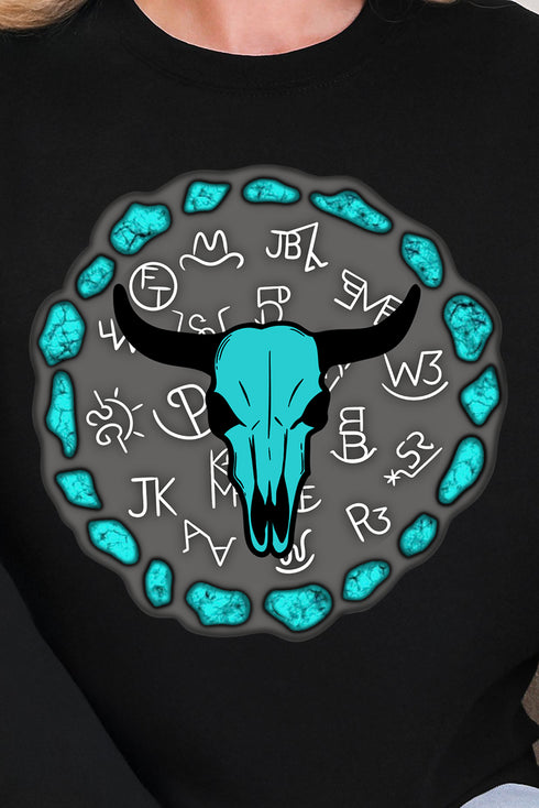 Turquoise Stone Steer Heavy Blend Crew Sweatshirt