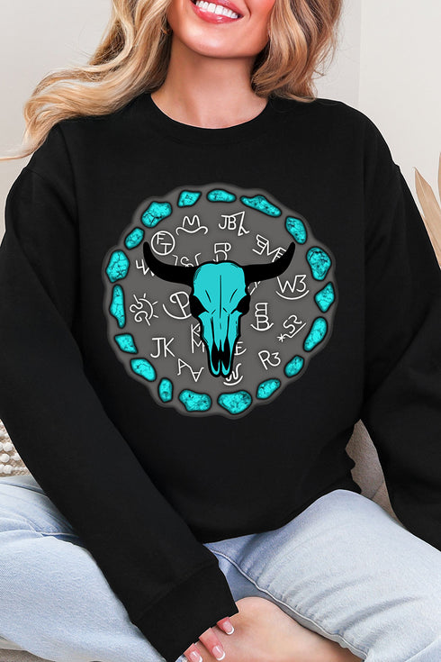 Turquoise Stone Steer Heavy Blend Crew Sweatshirt