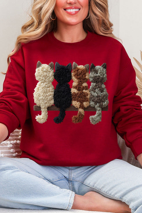 Faux Yarn Cats On The Shelf Heavy Blend Crew Sweatshirt