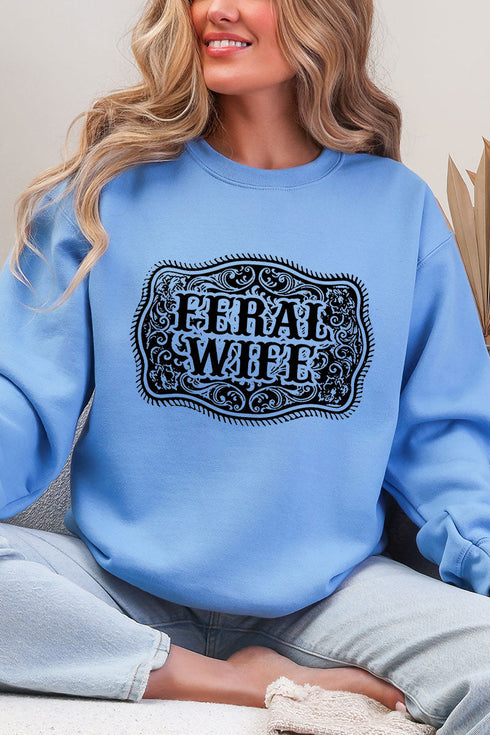 Belt Buckle Feral Wife Heavy Blend Crew Sweatshirt