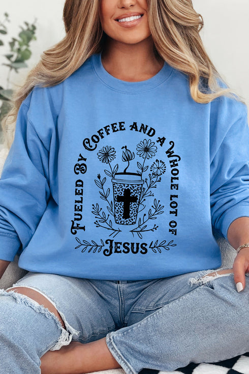 Black Coffee And A Whole Lotta Jesus Heavy Blend Crew Sweatshirt