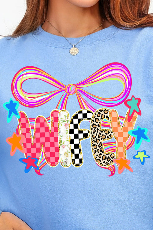 Colorful Preppy Wifey Heavy Blend Crew Sweatshirt