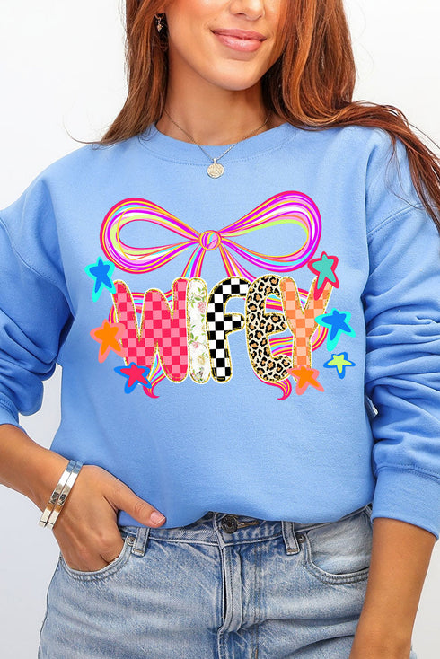 Colorful Preppy Wifey Heavy Blend Crew Sweatshirt