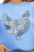 Faux Patchwork Blue Chicken Heavy Blend Crew Sweatshirt