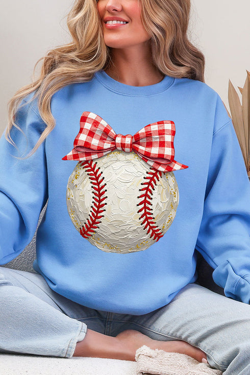 Painted Baseball Bow Heavy Blend Crew Sweatshirt