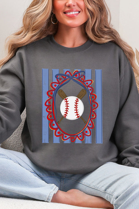 Baseball Stripes Heavy Blend Crew Sweatshirt