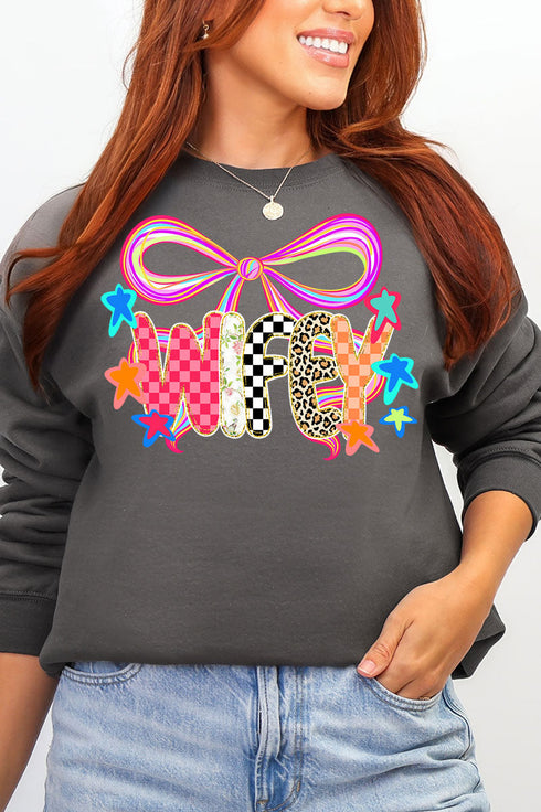 Colorful Preppy Wifey Heavy Blend Crew Sweatshirt