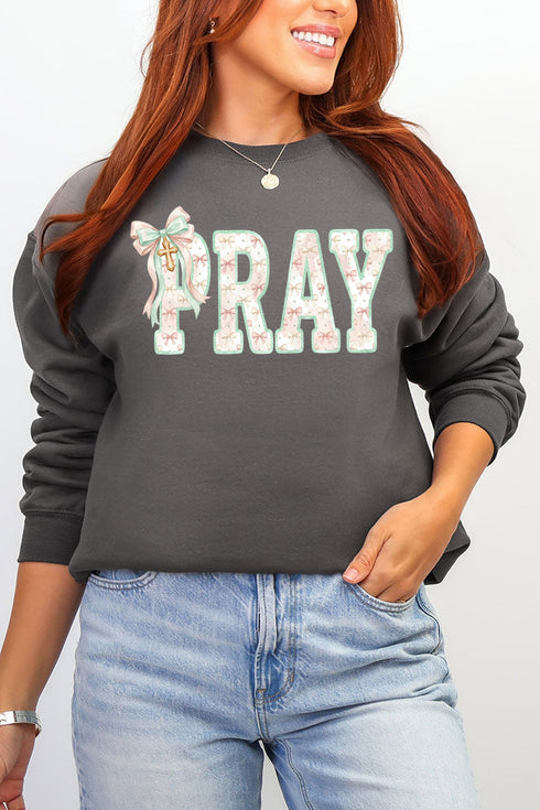 Coquette Cross Pray Heavy Blend Crew Sweatshirt