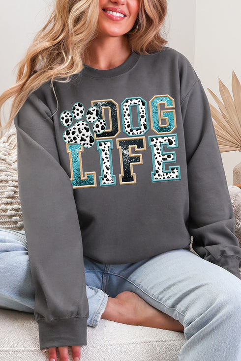 Dog Life Faux Glitter Heavy Blend Crew Sweatshirt
