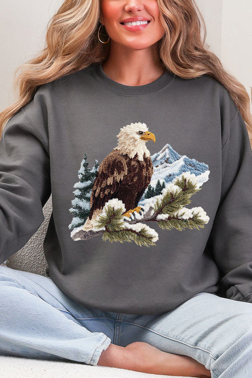Faux Yarn Winter Eagle Heavy Blend Crew Sweatshirt