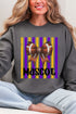 Personalized Purple & Yellow Gold Varsity Bow Heavy Blend Crew Sweatshirt *Enter Mascot Name